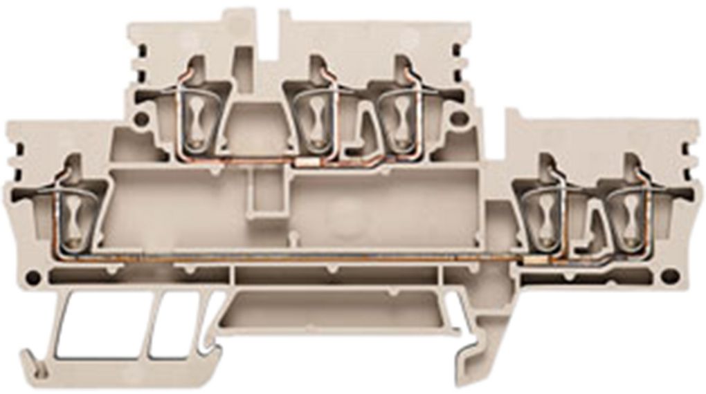 Terminal Block, Tension Clamp, 6 Poles, 800V, 24A, 2.5mm², Dark Beige, Pack of 50 pieces